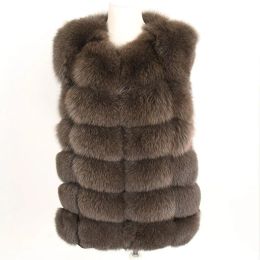 Jackets Maomaokong Real Fox Fur Coat Women Winter Natural Fur Vest Coat Real Fur Coat Vests For Women Sleeveless Jacket Women