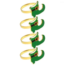 Table Cloth 4 Pcs Irish Napkin Rings Mardi Gras Alloy Serviette Buckles El Holiday Holder Holders