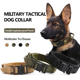 Collars Military Tactical Dog Collar Large Dogs Adjustable Collar Golden Retriever Shepherd Walking Training Collars Dog Accessories