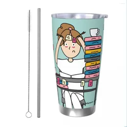 Tumblers Tumbler Vacuum Insulated Enfermera En Apuros Doctor Nurse Medical Medicine Thermal Cup With Lid Straw Mug Cold Drink 20oz