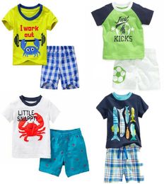 Crab Fish Boy Summer Clothes Set Children 2pcs Clothing Beach Suit Kids Outfit Sport Suit 100 Cotton Tops Pant Tracksuit Jersey 25341346