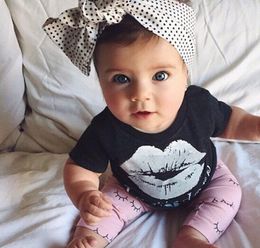 Girl Baby Clothing Sets Summer Shirt Lips Girls Clothing Set Kids Girls Outfits Summer T ShirtEyelash Pink Pants Fashion Baby Clo8183695