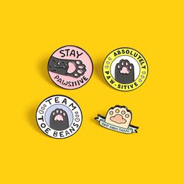 New Minimalist Design Cartoon Brooch Creative Cute Cat Paw Letter Circular Clothing Badge