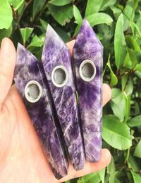 Drop Natural Dream Amethyst Crystal Smoking Pipe with Strainer Quartz Stone Healing Wand Healing Stone282Z2695224