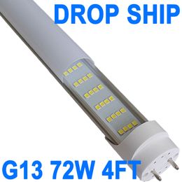 4 Ft T8 LED Tube Light 72W G13 Base 4 Rows 6500K Ballast Bypass Required, Dual-End Powered, 72W Replacement LED Bulbs Lights, 7200 Lumens, AC 85-277V crestech