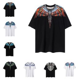 AAA Top quality fashion brand new color black and white snake water drop cracks wing feathers men and women lovers wear Marcelos Hip-hop short-sleeved T-shirt