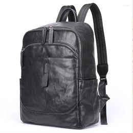 Backpack Genuine Leather Men Women With The Same Business Shoulder Bag Simple Lightweight Travel Head Layer Cowhide Computer Briefcasebag