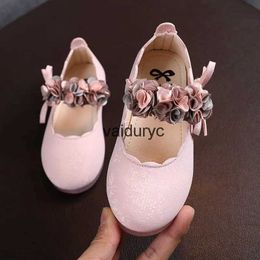 Flat shoes ldrens Flats Lace Big Flower Princess Party Performance Shoes Student Girl for Kids Soft Sole LeatherH24229