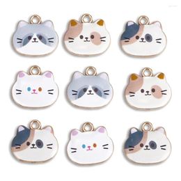 Charms 10Pcs Cute Print Drip Oil Alloy Cat Pendant For Earrings Keychain Bracelet Handmade Accessories Wholesale DIY Necklace Findings