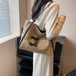 Shoulder Bags Cain Straw Bag Summer Lipstick Beac Designer and Weave Mini Soulder Underarm Luxury Top Mirror Quality Flap Purse Natural Plant MaterialH24221