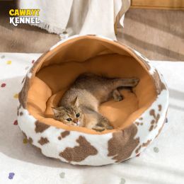 Mats CAWAYI KENNEL Winter Warm Dog Bed Soft Cozy Pet Basket Lounger Cushion House Tent for Kitten Small Dogs Cats Washable Cave Beds