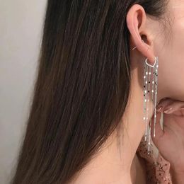 Hoop Earrings 2024 Gothic Long Multi 925 Sterling Silver Tassel Dangle Earring Korean Jewelry For Woman Party Sexy Girl's Unusual