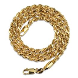 18K Gold & White Gold Plated 925 Sterling Silver Chain Necklace 3mm 18 22 Rope Chain Hip Hop Rapper Jewellery Gift238Y