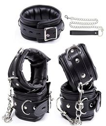 Sex Bondage Restraints SetPU Leather Hands Ankles Neck CollarsSoft Padded Hand s Ankle s BDSM Adults Sex Toys Y181104016769301