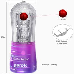 NXY Masturbators Rechargeable 10 Variable Frequency Burst Shot Ball Crystal Airplane Cup Penis Training Multi-channel Male Masturbator