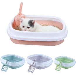 Boxes Pet Toilet Bedpan Anti Splash Cats Litter Box Cat Tray With Scoop Kitten Dog Clean Toilette Home Plastic Sand Box Cat Supplies