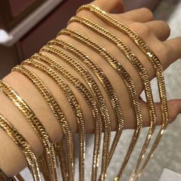 Hip Hop Jewellery Miami Cuban 50Cm 55Cm Pure Solid Gold Link Chain