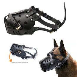 Muzzles Leather Pet Dog Basket Muzzles German Shepherd Doberman Anti Bite Dog Mouth Cage Dog Training Defence Masks for Small/Large Dogs