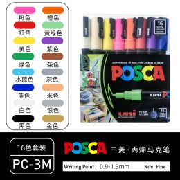 Markers UNI POSCA Marker Pen Set,NEW PACKAGE PC1M 3M 5M Water Based Color Permanent Acrylic Paint Pen Graffiti Art Supplies rotuladores