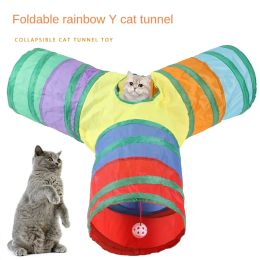 Toys YShape Pet Cat Tunnel Toys Foldable Kitty Training Interactive Peek Hole Fun for Cats Rabbit Animal Play Tunnel Tube Toy