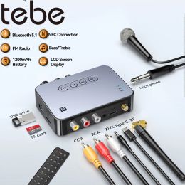 Adapter Tebe NFC Bluetooth 5.1 Audio Receiver Transmitter Coaxial RCA Wireless Bass Treble Music Adapter FM Radio U Disk/TF Card Player