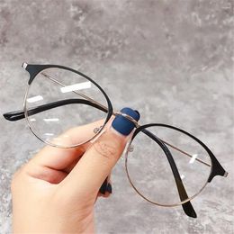 Sunglasses Unisex Metal Round Frame Glasses Classic Optical Ultralight Myopia Vision Care Eyewear Eyeglasses -1.0--4.0