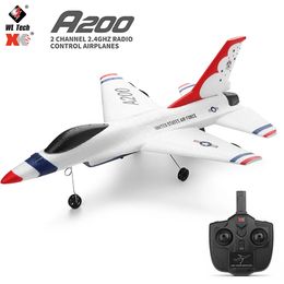 Wltoys XK A200 RC Airplane F-16B Drone 2.4G Aircraft 2CH Fixed-wing EPP Electric Model Remote Control FIghter Toys for Children 240219