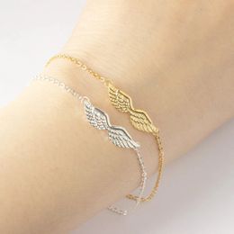 Stainless Steel Angel Wings Bracelets For Women bijoux Vintage Gothic BFF Bracelet Female Gold Colour Pulsera Mujer Jewellery 240227