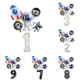 New New Number 1 2 3 4 5 6 7 8 9 Years Old Outer Space Astronaut Rocket Galaxy Theme Balloons Baby Boy Birthday Party Decorations