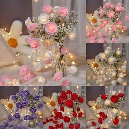 New New 1.5/3M Red Pink Artificial LED Lights Valentine's Day Rose Flower Fairy String Garland Room Wedding Table Decor