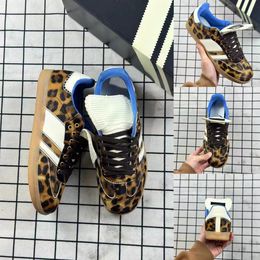 OG Designer Leopard Print Wales Bonner Sneakers Sapatos Vintage Trainer Non-Slip Outsole Moda Clássico Preto Branco Homens Mulheres Sapatos Casuais 36-45