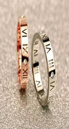 Jewelry mixed batch fashion exquisite hollow lucky Roman digital rose gold plated titanium steel ring1064295