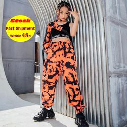 Stage Wear Single-Sleeves Tops Camouflage Pants Girls Jazz Performance Clothes Hip Hop Dance Outfit Streetwear Kids Costumes