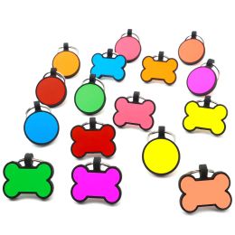 Tags 20Pcs Pet ID Tag Silicone Dog Bone Tags Round Personalised Name Collar Engraved Tags Accessories Name Telephone Number Pet Tags