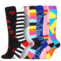 Women Socks Compression Christmas Sock Flight Travel Lot Mixhigh Quality Cycling Sport Autumn And Winter 7 Pairs /lot