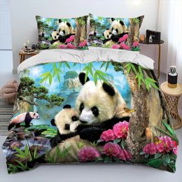 sets 3D Cartoon Cute Panda Comforter Bedding Set,Duvet Cover Bed Set Quilt Cover Pillowcase,King Queen Size Bedding Set Adult Child