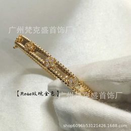 Designer Van cl-ap V Gold High Edition Fanjia Caleidoscopio Bracciale stretto per donna Placcato spesso 18K Rose Full Diamond Clover 2648