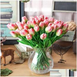 Decorative Flowers Wreaths 31Pieces Artificial Branch Tip Real Touch Latex Tips Flower Bouquet Fake Bridal Drop Delivery Home Gard Dhdck