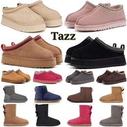 Designe Rshoes 2024 Mulheres Homens Botas de Neve Tazz Tasman Chinelos Austrália Triplo Preto Castanha Mostarda Semente Clássico Tornozelo Botas Curtas Mulheres Plataforma Sapatos de Inverno