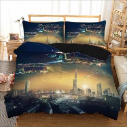 sets 3D Printing Western Galaxy Duvet Cover Sets Universe Space Bedding Set Home Textiles 2/3 Pcs King Queen Size Microfiber Bed Set