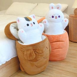 Toys Kawaii Taiyaki Cat Dog Rabbit PlushToys Furry Animal Plushie Pillow Big Bone Carrot Cushion Lovely Doll for Girls
