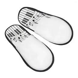 Slippers Indoor Piano Keyboard And Keys Warm Winter Home Plush Fashion Soft Fluffy