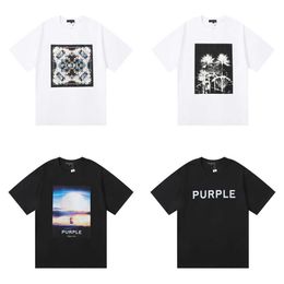 new street style clothes designer mens purple graphic t shirt versatile Classic sportswear shirt summer clothes Loose tee