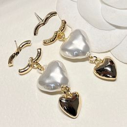 Heart Pearl Stud High Quality Designer Earrings Women Brand Letter Studs 925 Silver Stainless Steel Earring Wedding Party Jewellery Crystal Eardrop Gifts