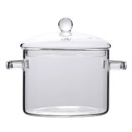 Glass Saucepan Clear Cooking Pot Mixing Soup High Borosilicate Heat Resistant Glass Pasta Instant Noodle Pot Kitchen Furniture
