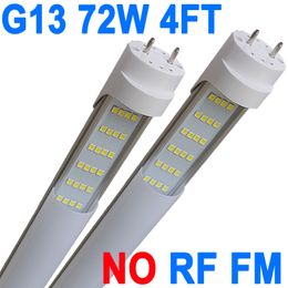 4FT 72W T8 LED Tube Light White Daylight 6500k 4' LED Bulbs Garage Warehouse Shop Light Ballast Bypass G13 Base T10 T12 Fluorescent lamp Barn Milky Cover crestech