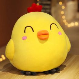 Cushions 2565cm Cute Chicken Plush Toys Kawaii Cartoon Little Yellow Chicken Doll Soft Stuffed Chick Animal Pillow Xmas Gifts for Kids