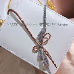 Hezekiah Plating 18k rose gold color separation fashion trend ladies bow necklace Luxury and high quality Prom party ladies neckla2542