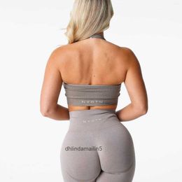 Yoga Outfit NVGTN Limitless Ribbed Seamless Halter Bra Womens Open Back Sports Bras Backless Workout Under Tops Fitness GYM Active Wear 81Q0