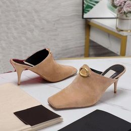 Metal Heel Pointed Shoes Sandals Spring/Summer Ultra Light and Thin Heel Height 7.5cm True Leather Sole Slippers Fashion Women's Casual Shoes 35-42